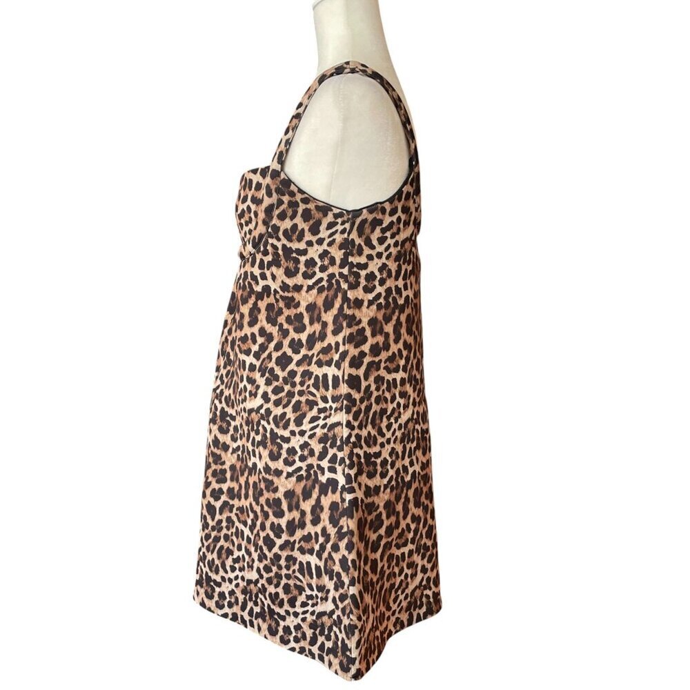 NWT Dhruv Kapoor Sleeveless Sweetheart Mini Dress Leopard Scuba MP - Picture 3 of 10